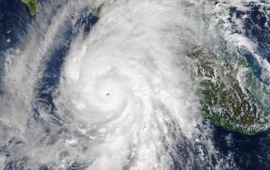 A satellite view of a Hurricane Patricia over the western hemisphere.